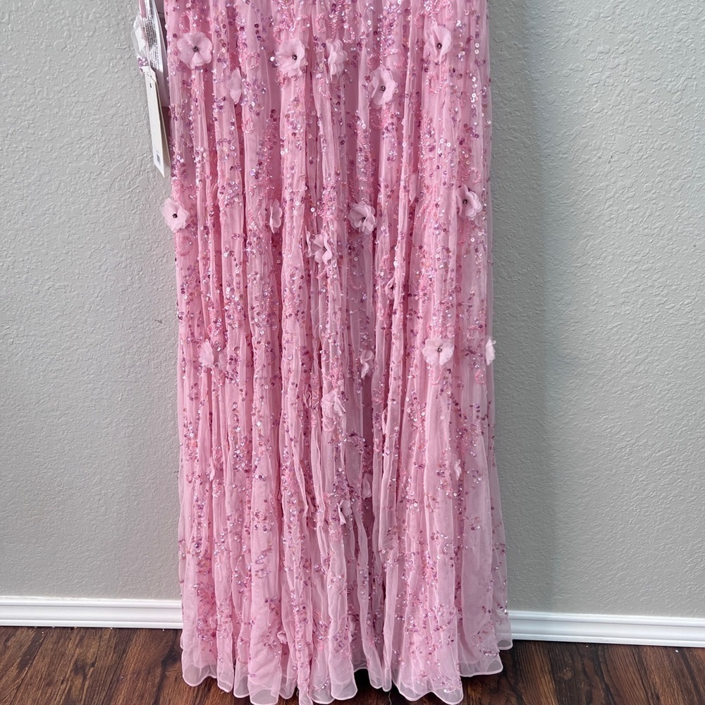 NEW $798 Mac Duggal 93685 Sequin 3D Embellished Cap Sleeves gown size 10 - Picture 11 of 15